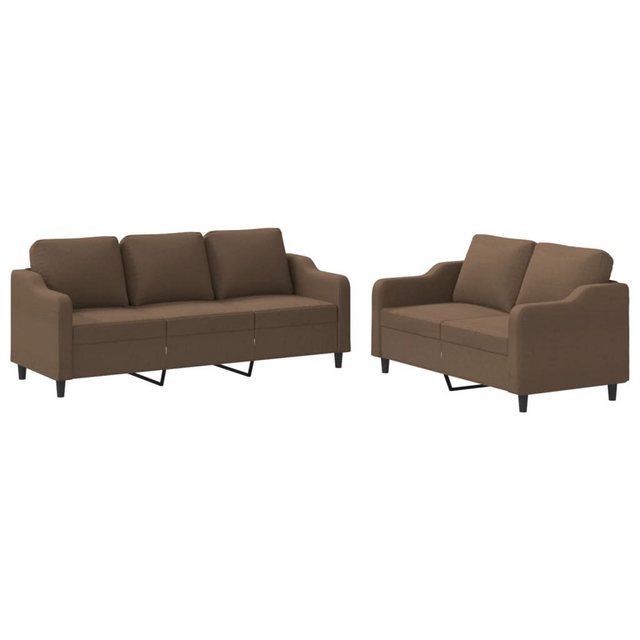 vidaXL Sofa Sofagarnitur Set mit Kissen Stoff, 2-tlg., Braun günstig online kaufen