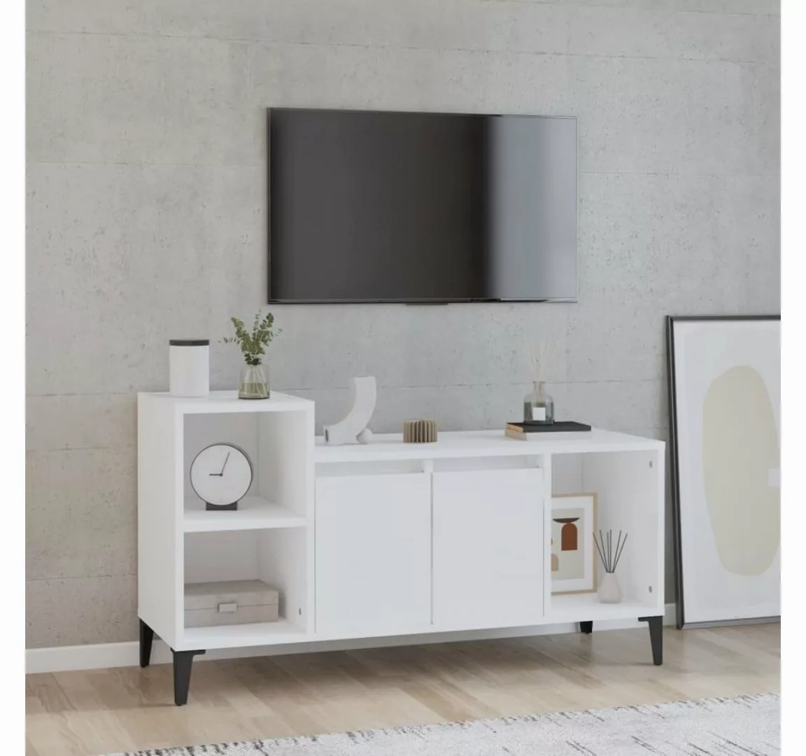 furnicato TV-Schrank Hochglanz-Weiß 100x35x55 cm Holzwerkstoff günstig online kaufen