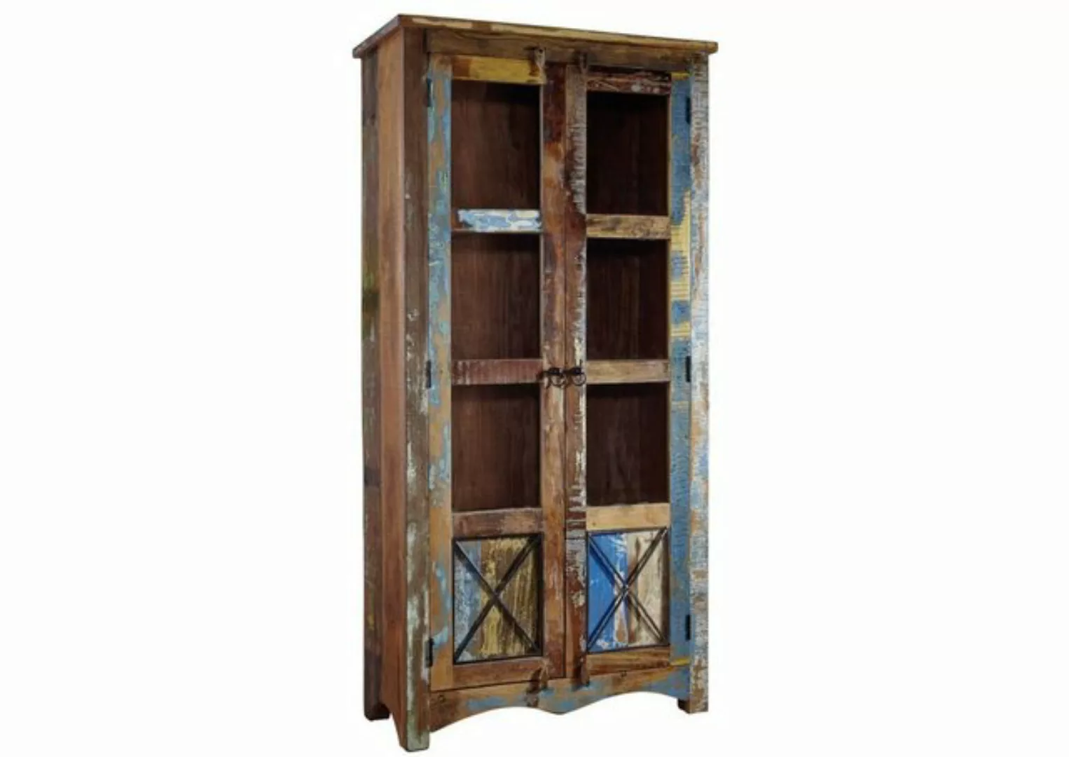 Massivmoebel24 Standvitrine (Vitrine Altholz 90x40x180 mehrfarbig lackiert günstig online kaufen