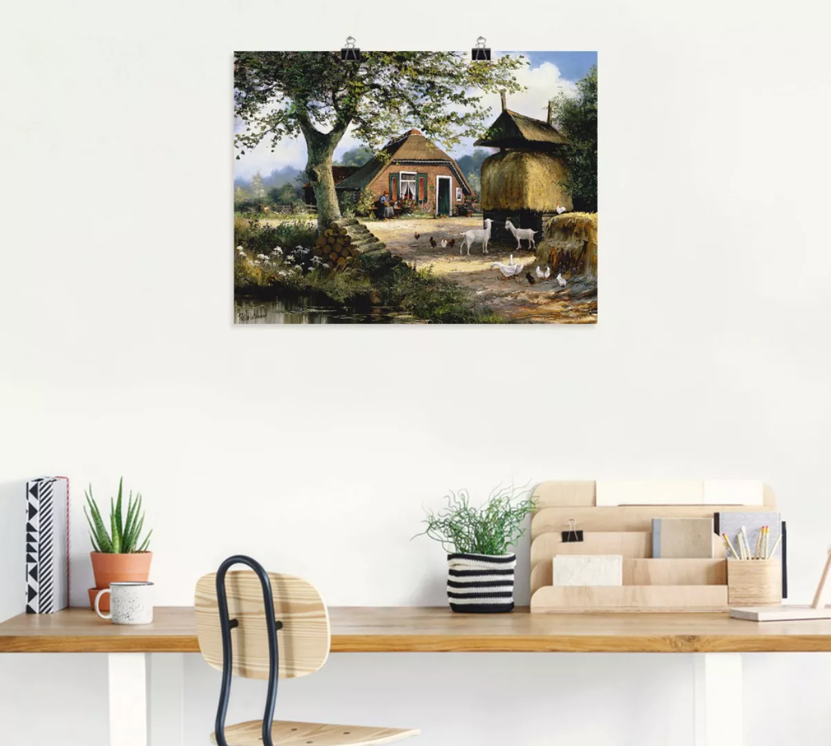 Artland Wandbild "Idyllische Farm mit Hühnern und Ziegen", Garten, (1 St.), günstig online kaufen