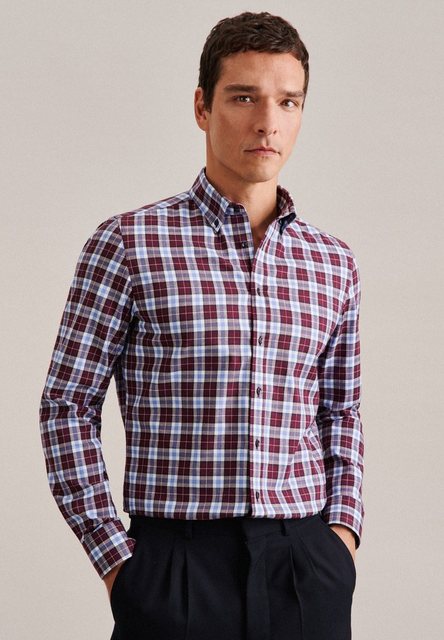 seidensticker Flanellhemd Shaped Shaped Langarm Button-Down-Kragen Karo günstig online kaufen