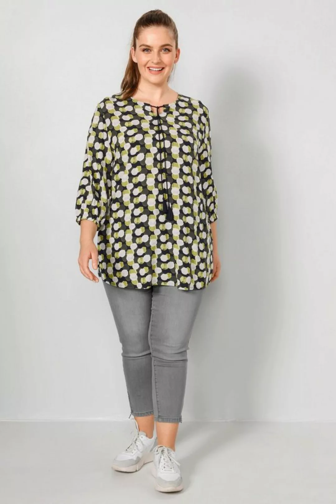 Janet & Joyce Tunika Bluse Punktmuster 3/4-Ärmel günstig online kaufen