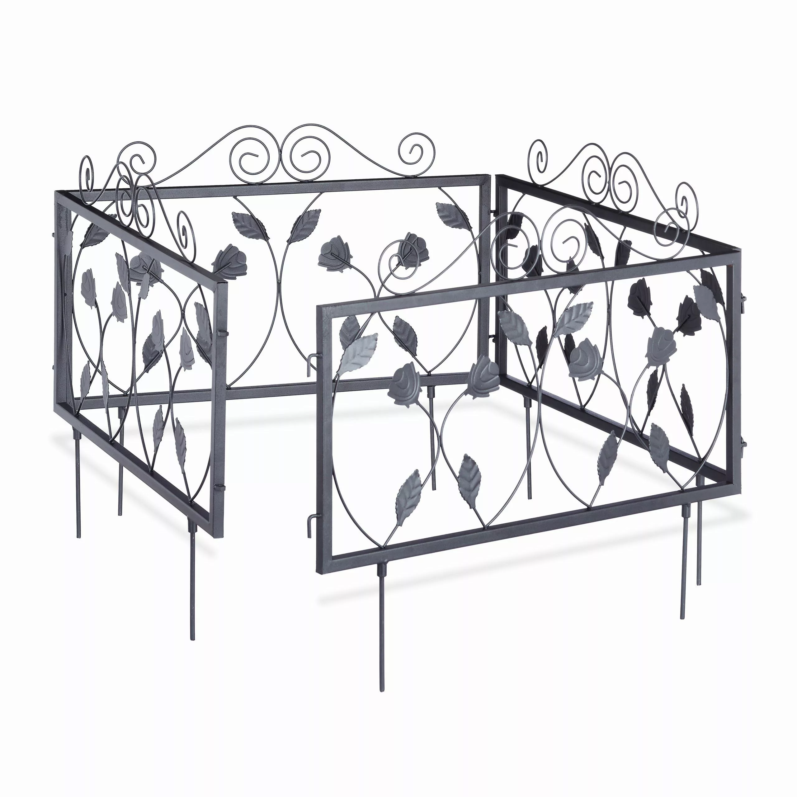 relaxdays Beetbegrenzung Beetzaun Metall 4er Set günstig online kaufen