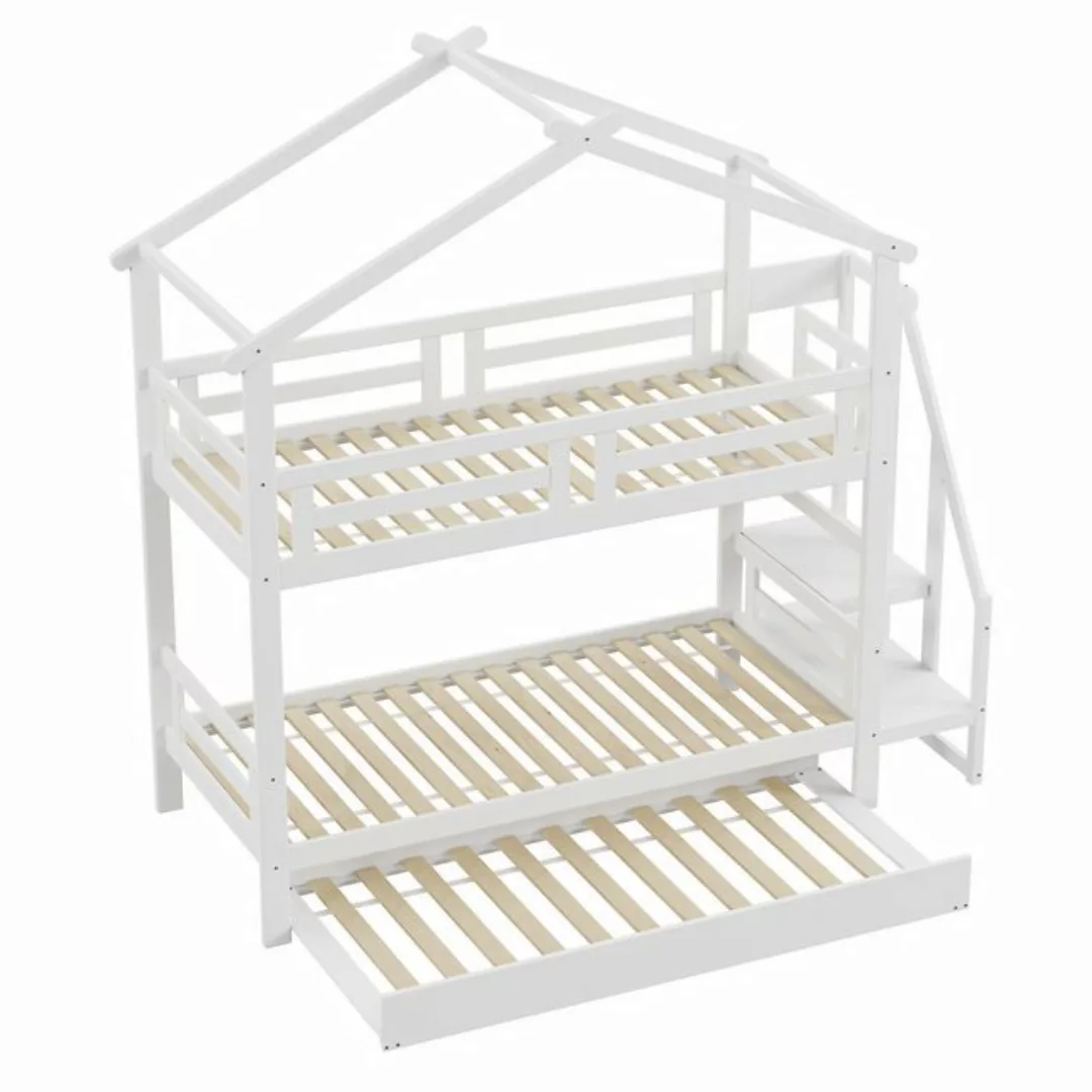 Gotagee Kinderbett Etagenbett 90x200cm Treppe Massivholz Etagenbettgestell günstig online kaufen