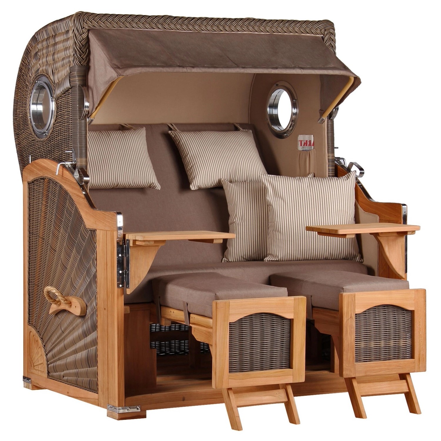 GarWoh Strandkorb Rantum Grande Teak PE Grey Dessin 534 günstig online kaufen