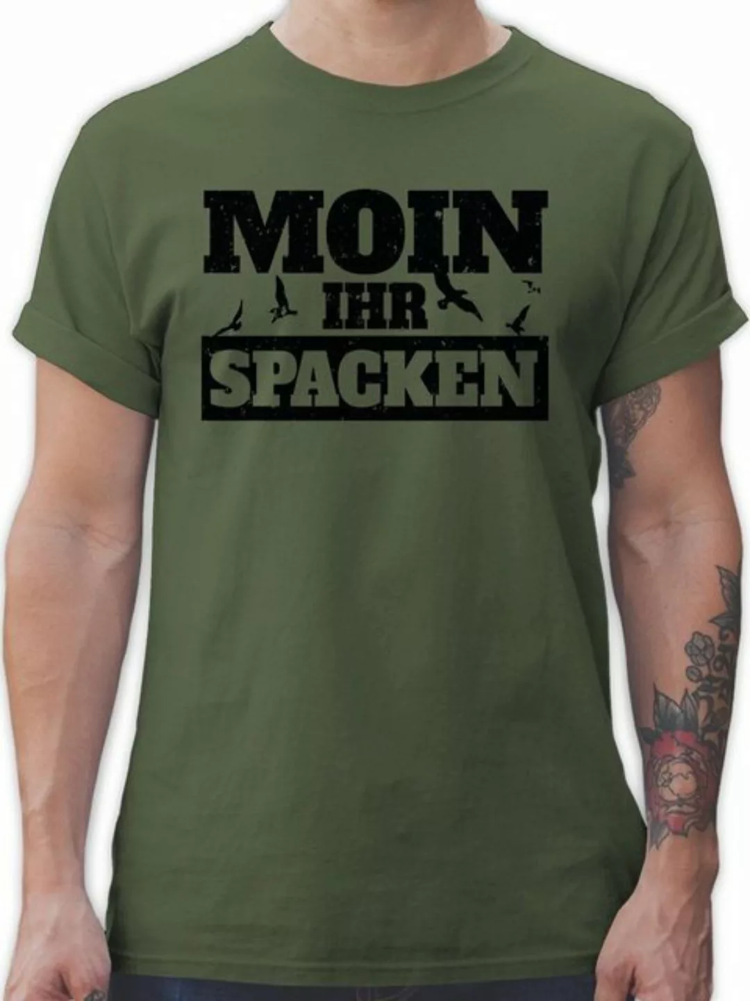 Shirtracer T-Shirt Moin ihr Spacken - schwarz Sprüche Statement günstig online kaufen