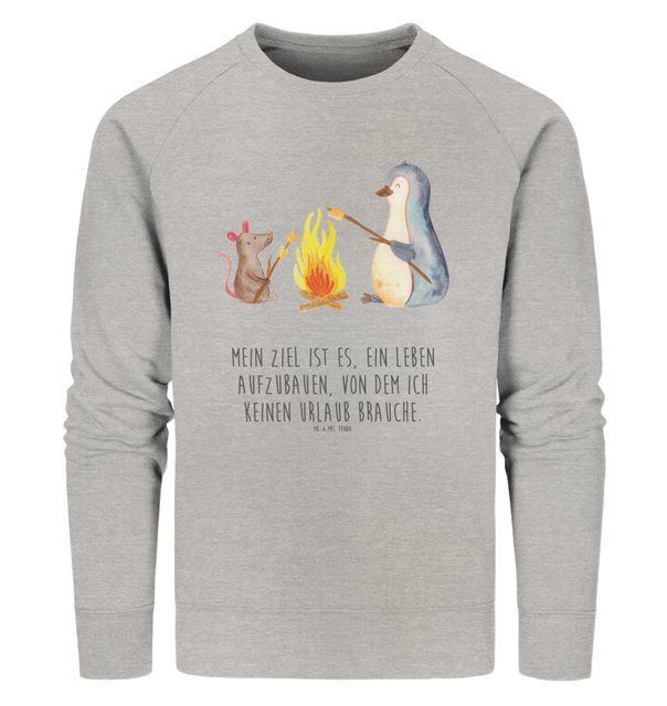 Mr. & Mrs. Panda Longpullover Größe M Pinguin Lagerfeuer - Heather Grey - G günstig online kaufen