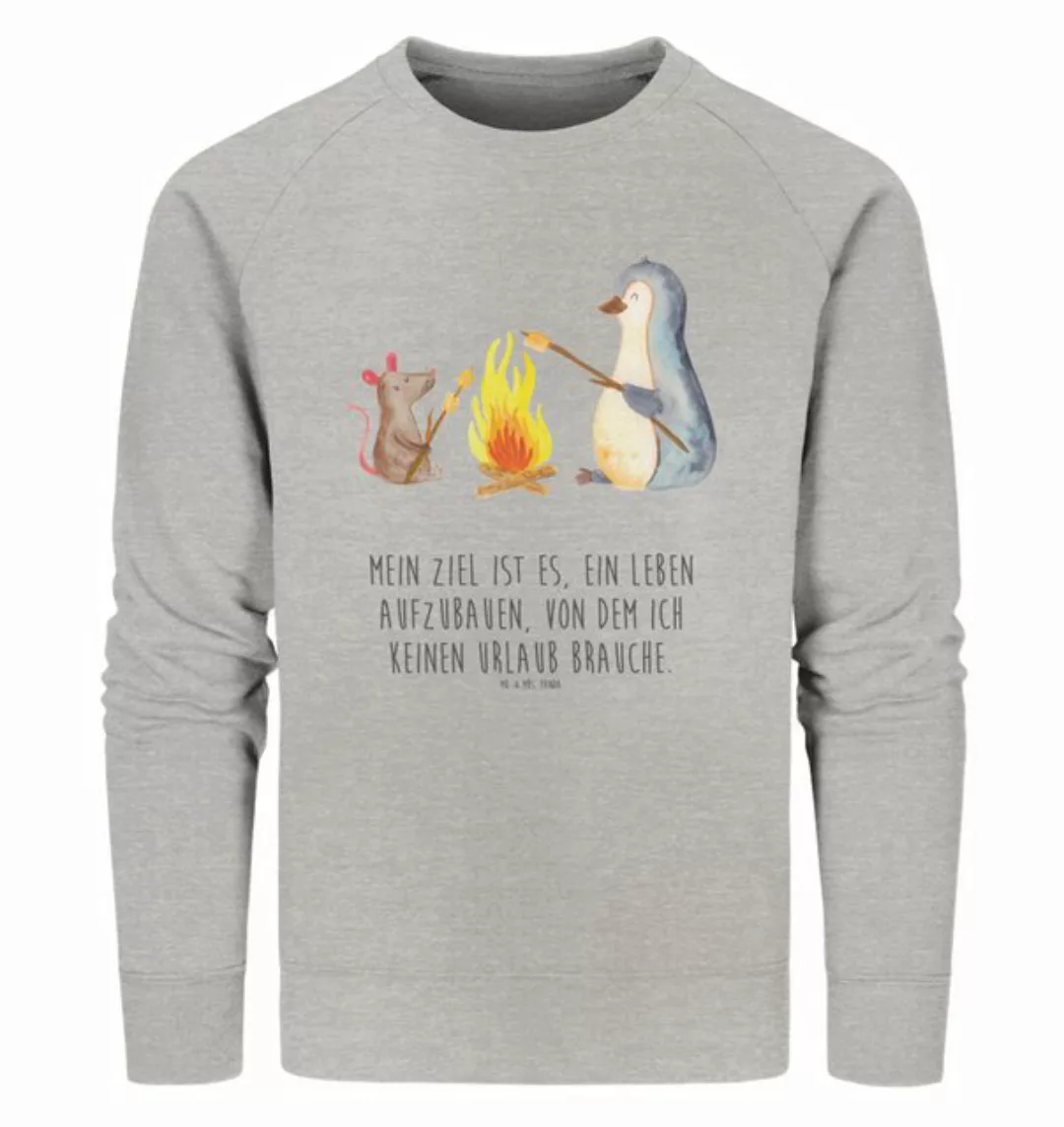 Mr. & Mrs. Panda Longpullover Größe L Pinguin Lagerfeuer - Heather Grey - G günstig online kaufen