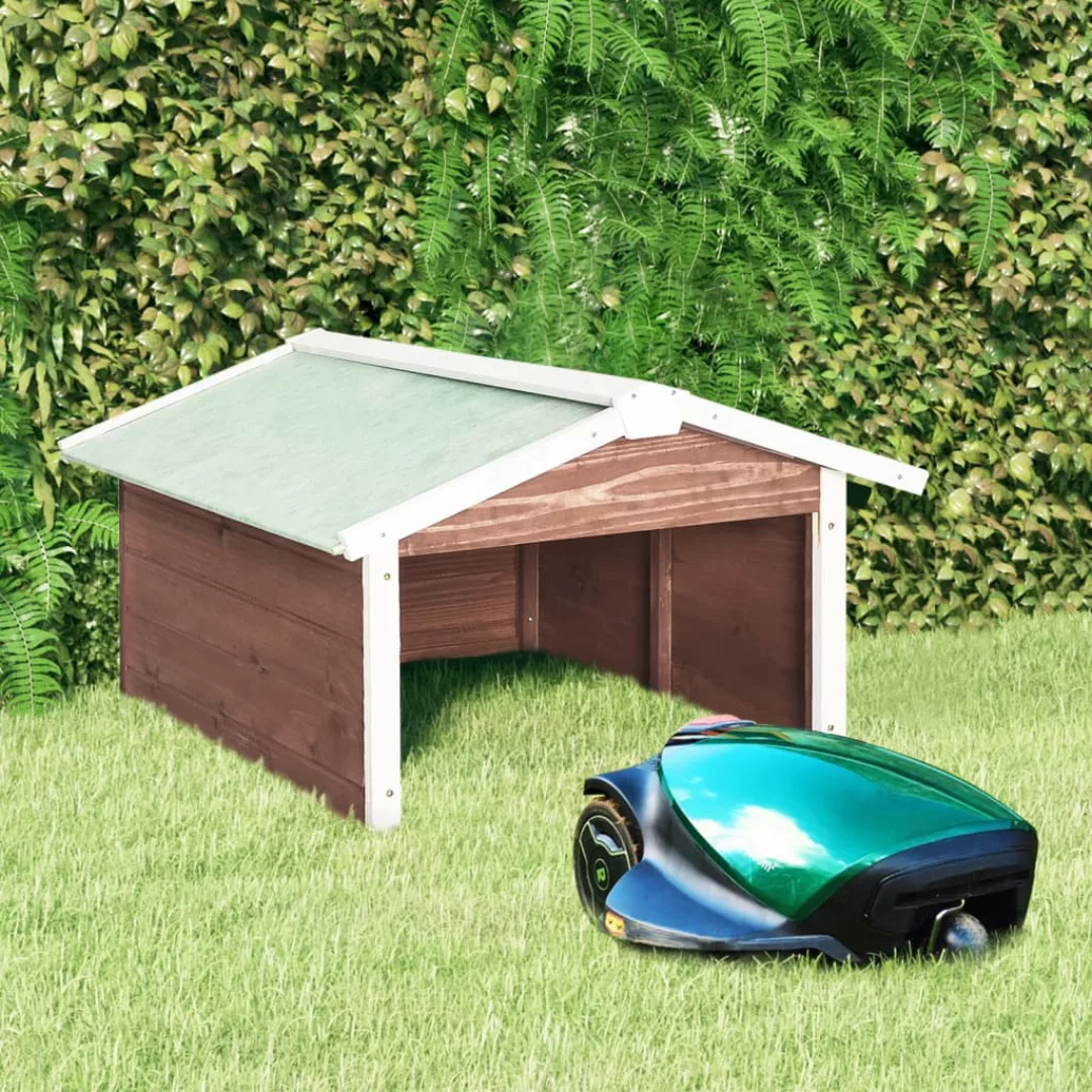 Roboter-rasenmeher Garage 72x87x50 Cm Mocca Weiß Tannenholz günstig online kaufen