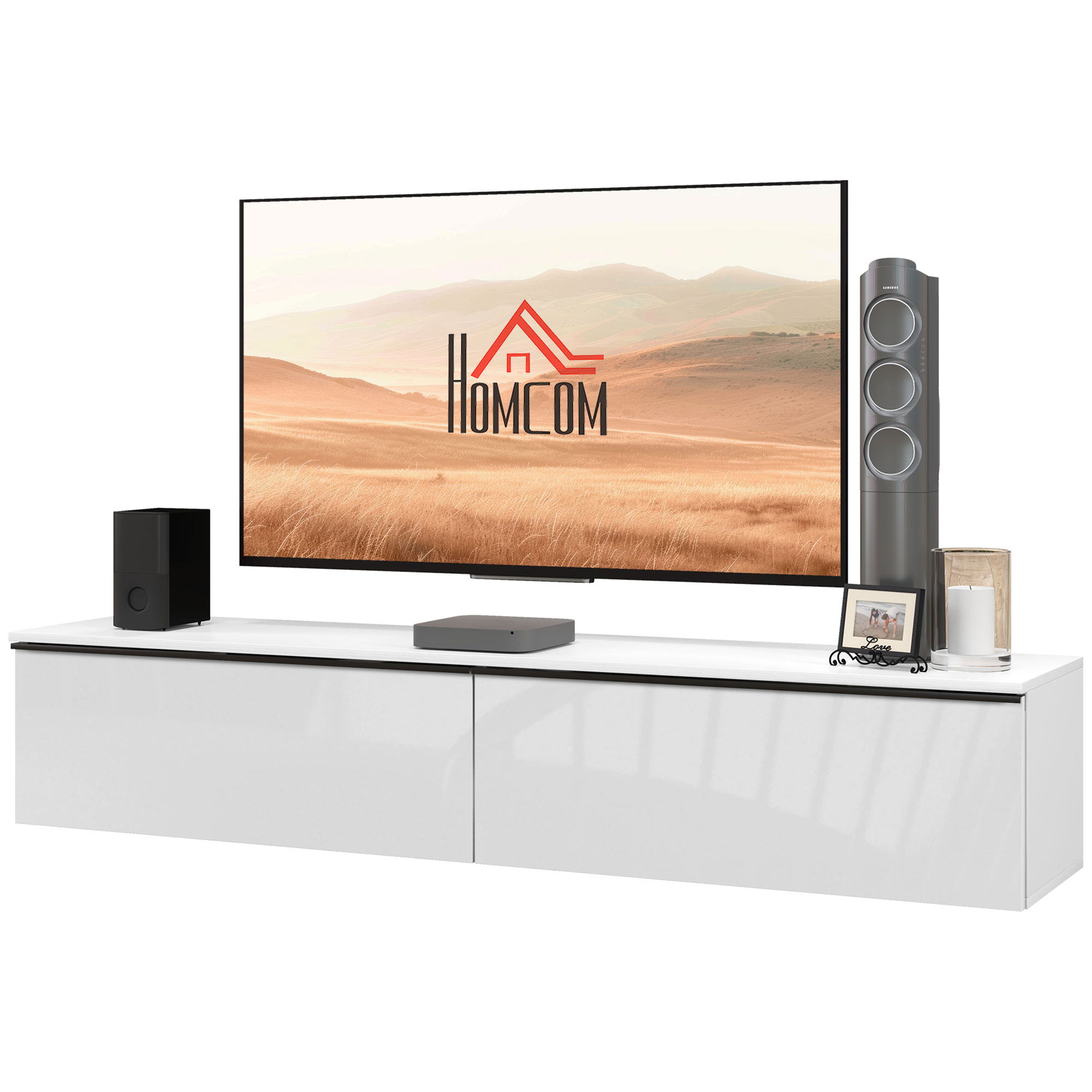HOMCOM Wand-TV-Möbel, TV-Wandhalterung aus Holz, schwebendes TV-Bank für Fe günstig online kaufen