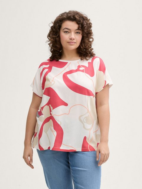 TOM TAILOR PLUS T-Shirt Plus Size - T-Shirt im Material-Mix günstig online kaufen