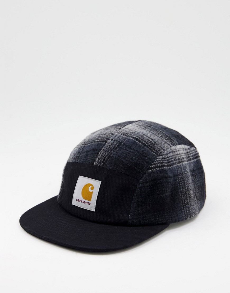 Carhartt WIP – Kappe in Schwarz mit 6 Bahnen und Highland-Karomuster günstig online kaufen