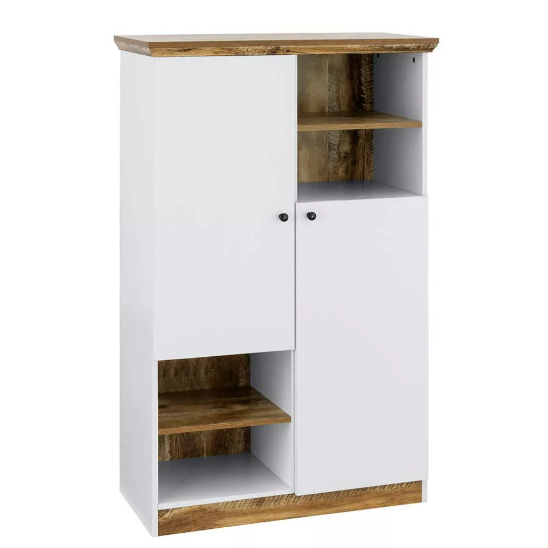 Kleiner Schrank in modernem Design Drehtüren und offenen Fächern günstig online kaufen