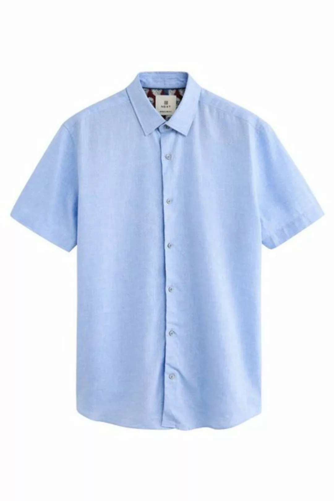 Next Kurzarmhemd Regular Fit Kurzarmhemd aus Struktur-Leinenmix (1-tlg) günstig online kaufen