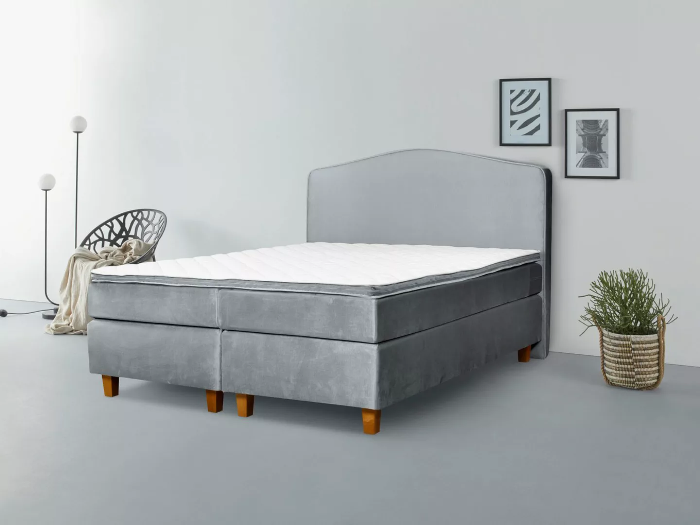 INOSIGN Boxspringbett "Jalma", Füße aus massiver Birke ; Inkl. Topper günstig online kaufen