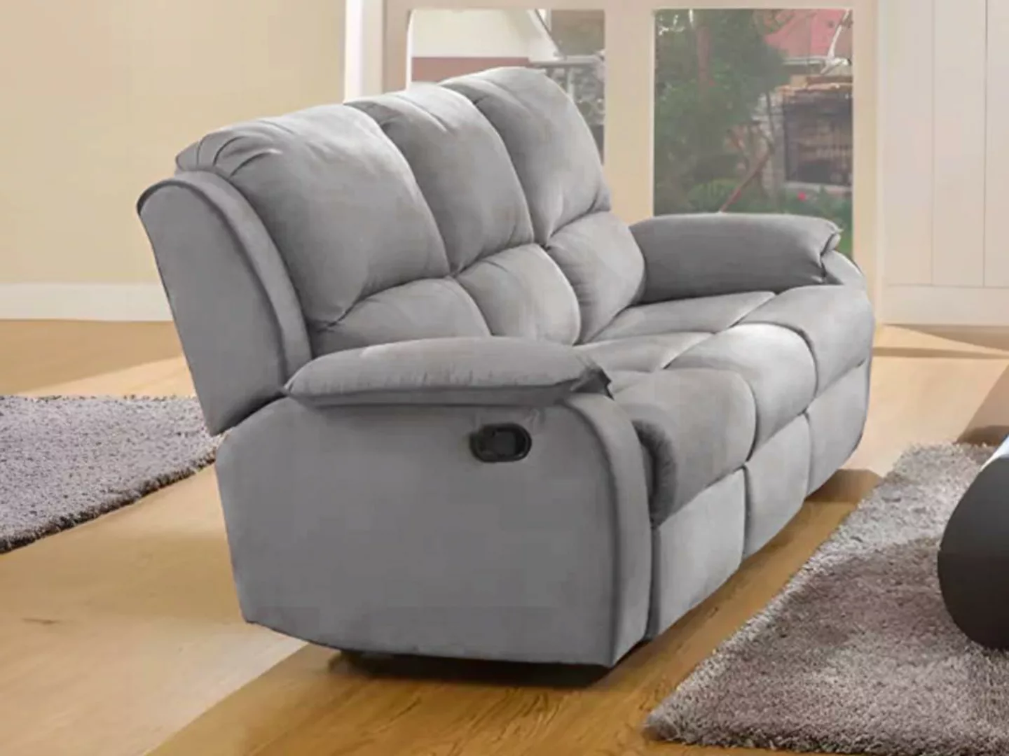 Relaxsofa 3-Sitzer - Microfaser - Grau - HERNANI günstig online kaufen