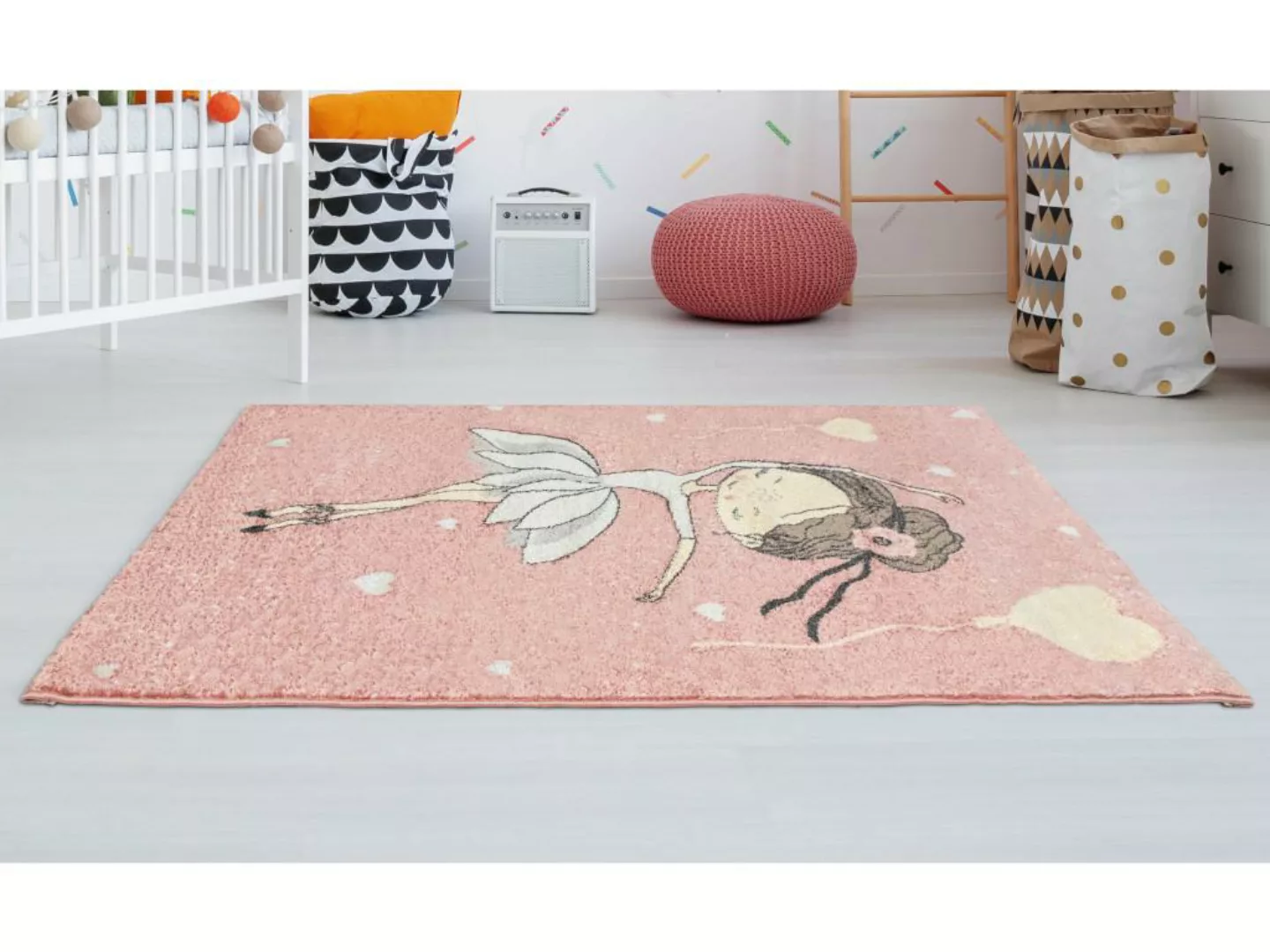 Kinderteppich - Polypropylen - 100 x 150 cm - Rosa & Beige - BALLERINA günstig online kaufen