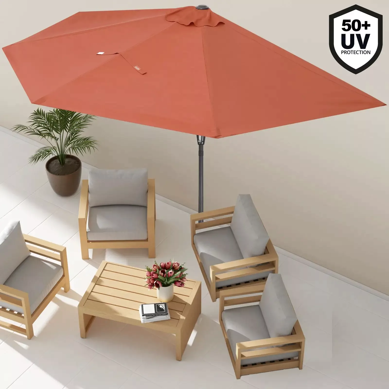 Terrassen-Sonnenschirm Terrakotta UV-Schutz 80+ günstig online kaufen