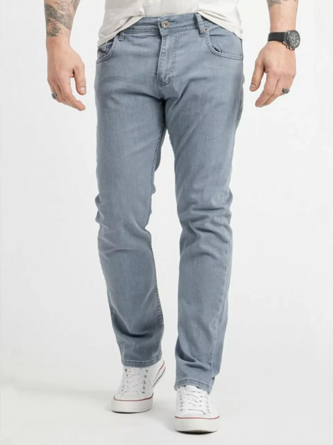 Rock Creek Regular-fit-Jeans Herren Jeans Stonewashed Grau RC-2415 günstig online kaufen