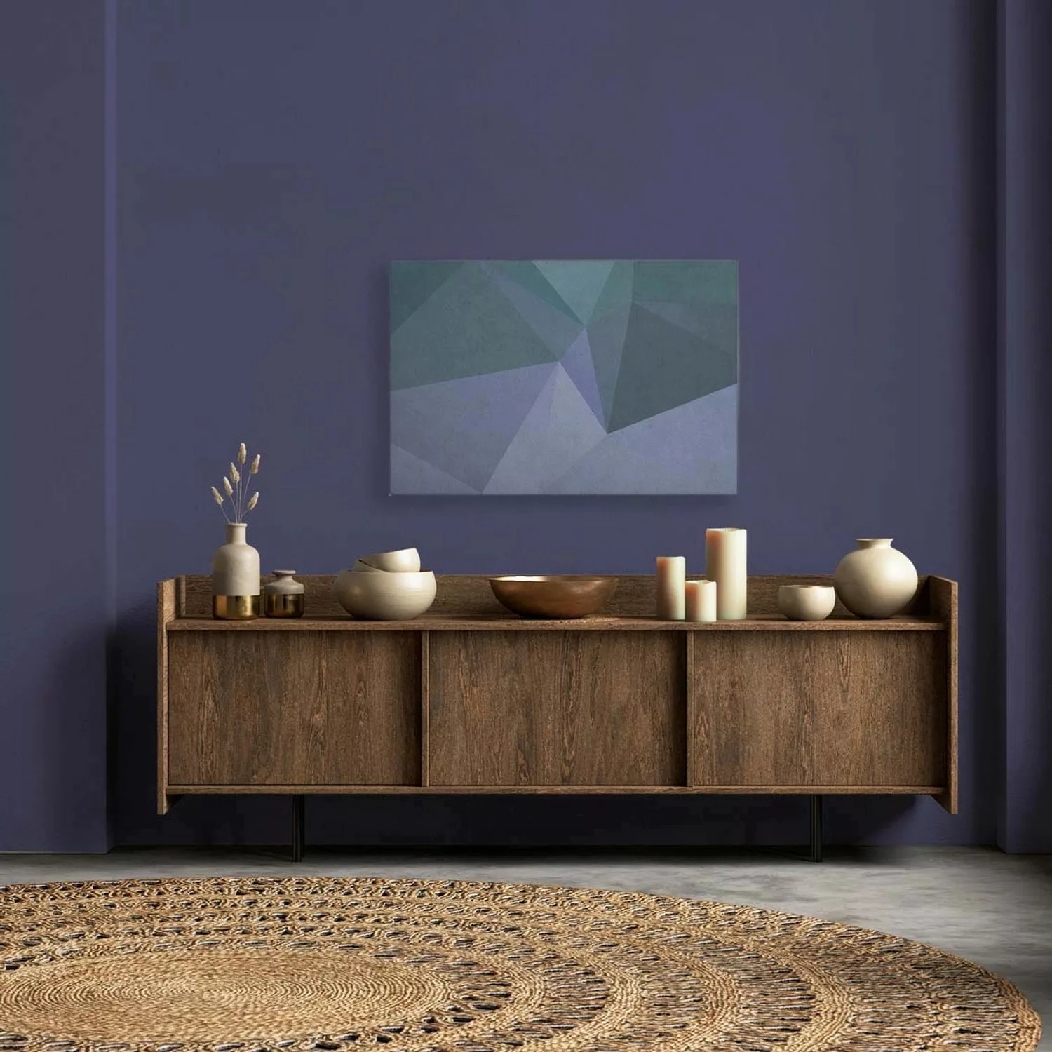 Bricoflor Wandbilder Geometrisch Modern Leinwandbild Blau In 90 X 60 Cm Ide günstig online kaufen