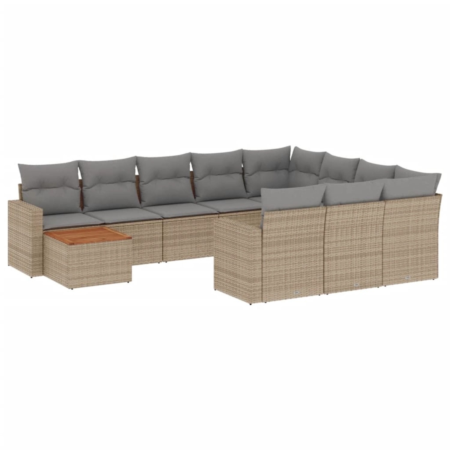 vidaXL 11-Tlg Garten-Sofagarnitur mit Kissen Beige Poly Rattan 3256640 günstig online kaufen