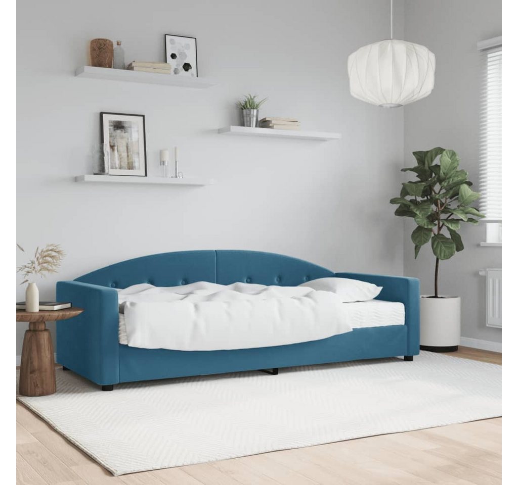 vidaXL Gästebett Gästebett Tagesbett mit Matratze Blau 80x200 cm Samt Bett günstig online kaufen