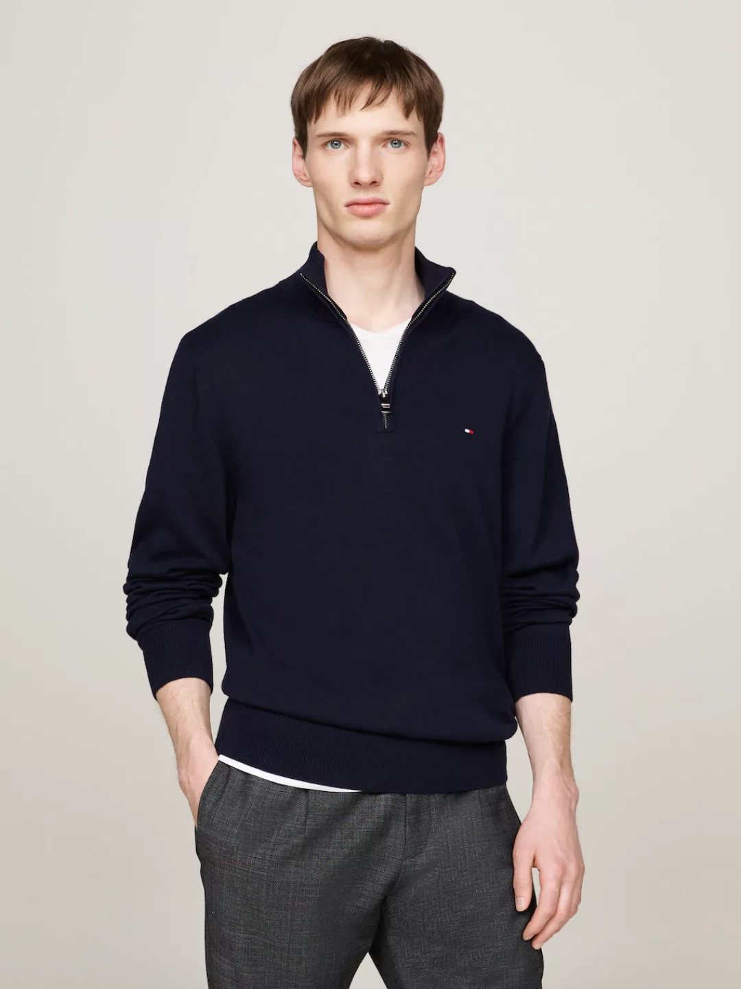 Tommy Hilfiger Troyer "PIMA ORG CTN CASHMERE ZIP MOCK" günstig online kaufen