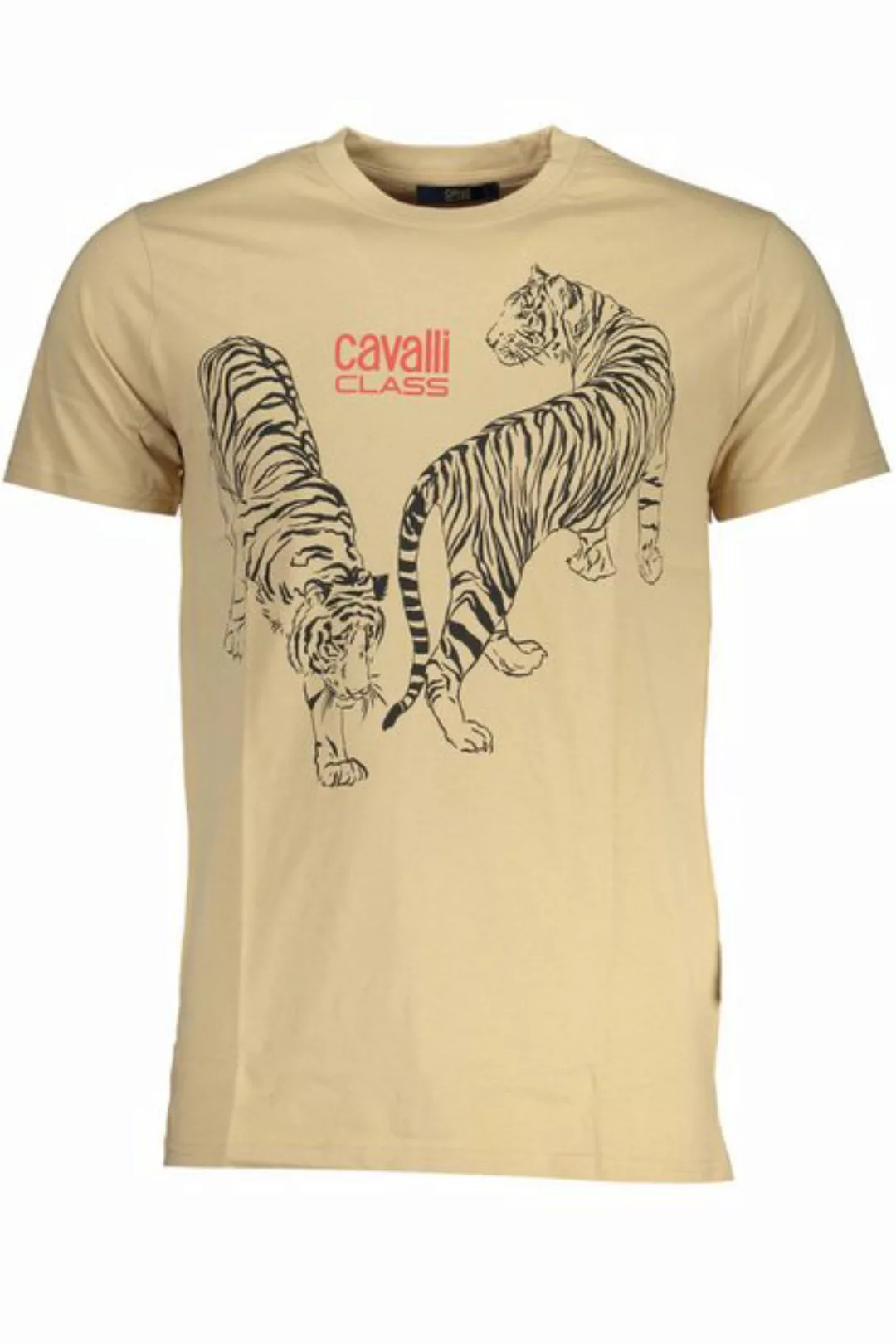 Cavalli Class T-Shirt Elegantes Herren T-Shirt in Beige mit Print und günstig online kaufen