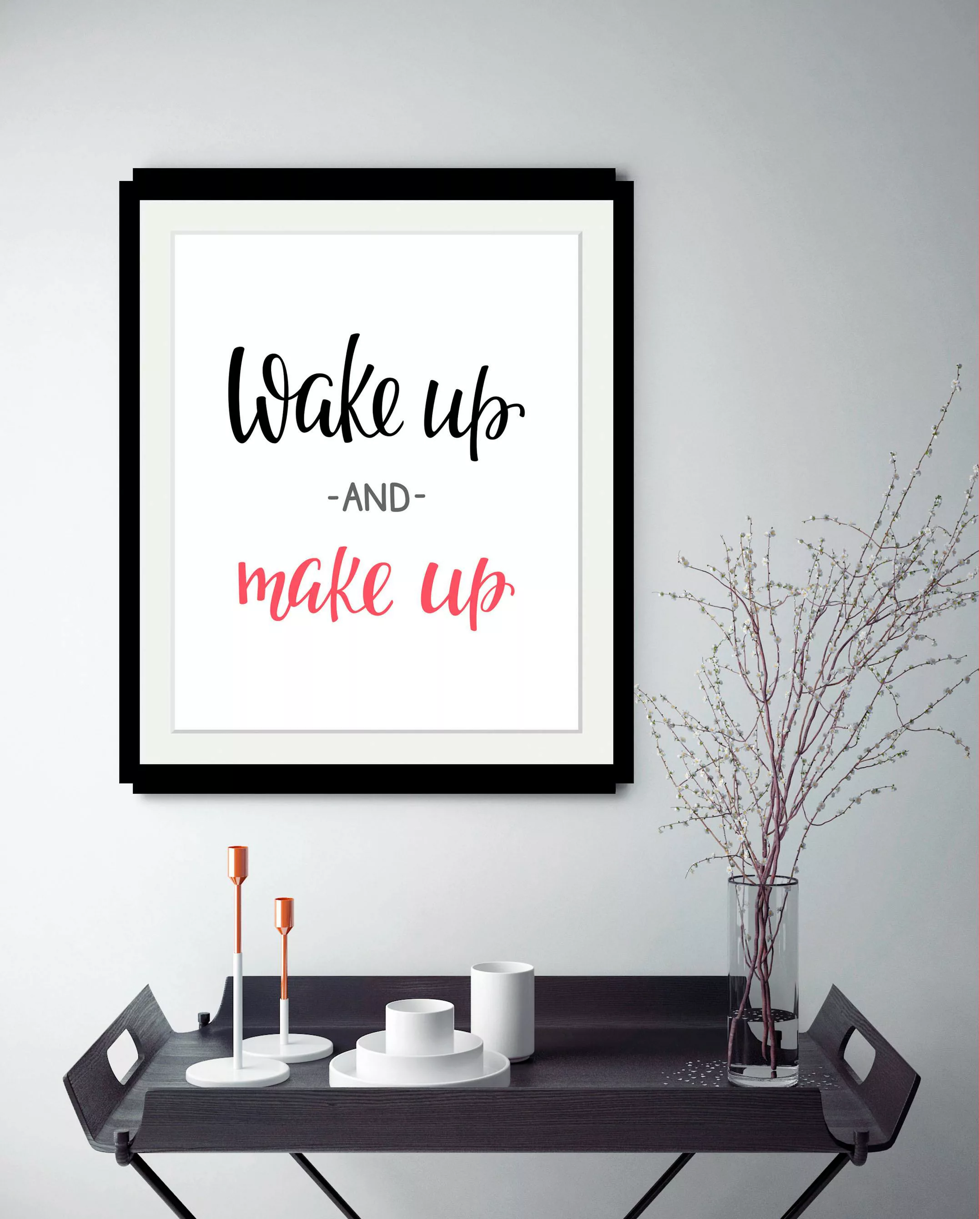 queence Bild "Wake up", Schwarz-Weiß-Schriftzug-Motivationsbilder-Fashion, günstig online kaufen