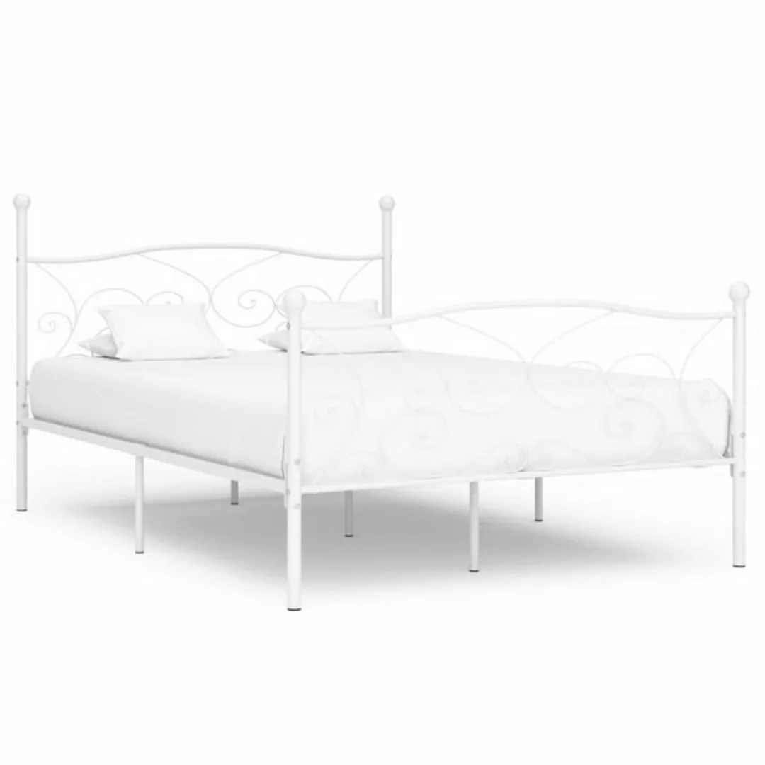 furnicato Bett Bettgestell mit Lattenrost Weiß Metall 120×200 cm günstig online kaufen