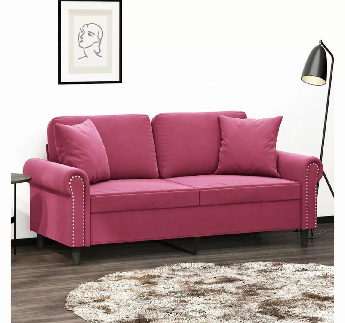 vidaXL Sofa 2-Sitzer-Sofa mit Zierkissen Schwarz 140 cm Samt günstig online kaufen