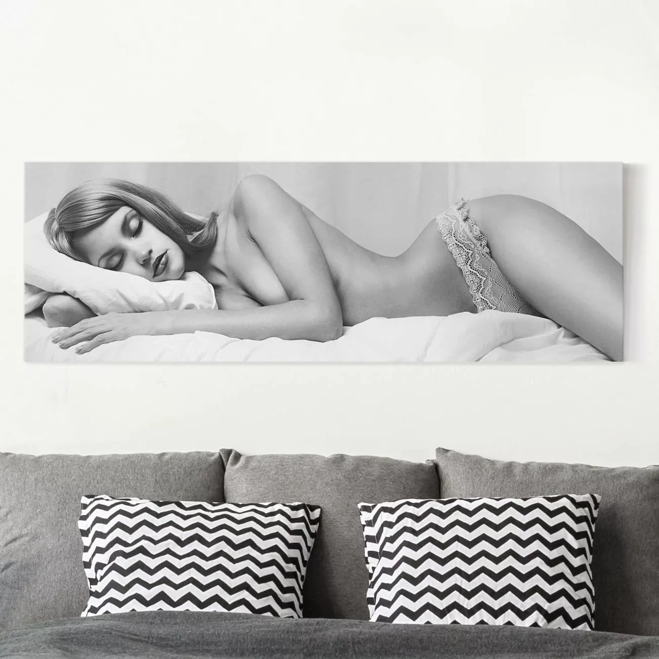 Leinwandbild Schwarz-Weiß - Panorama Sleep Well II günstig online kaufen