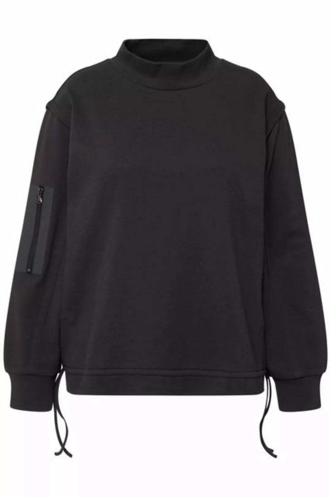 Ulla Popken Sweatshirt Sweatshirt Rippstruktur Saumband Stehkragen günstig online kaufen