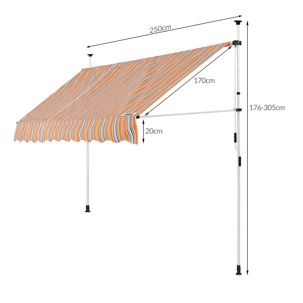 Klemmmarkise Orange/Schwarz/Weiß 250cm günstig online kaufen