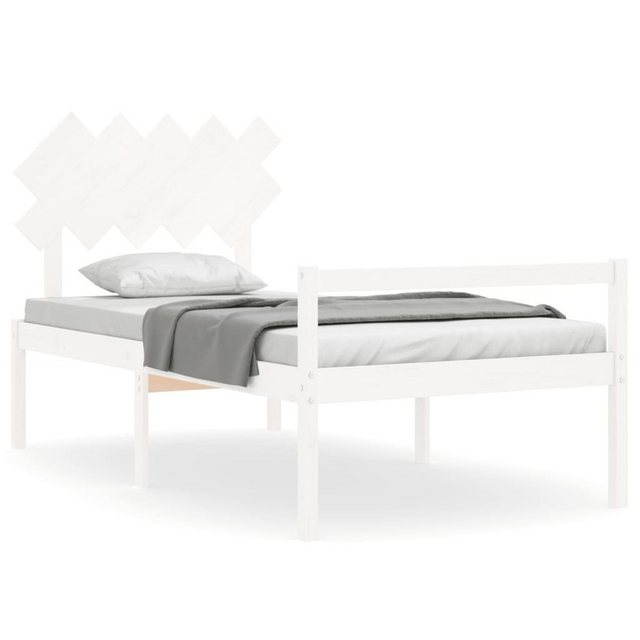 vidaXL Bett Seniorenbett mit Kopfteil 100x200 cm Weiß Massivholz günstig online kaufen