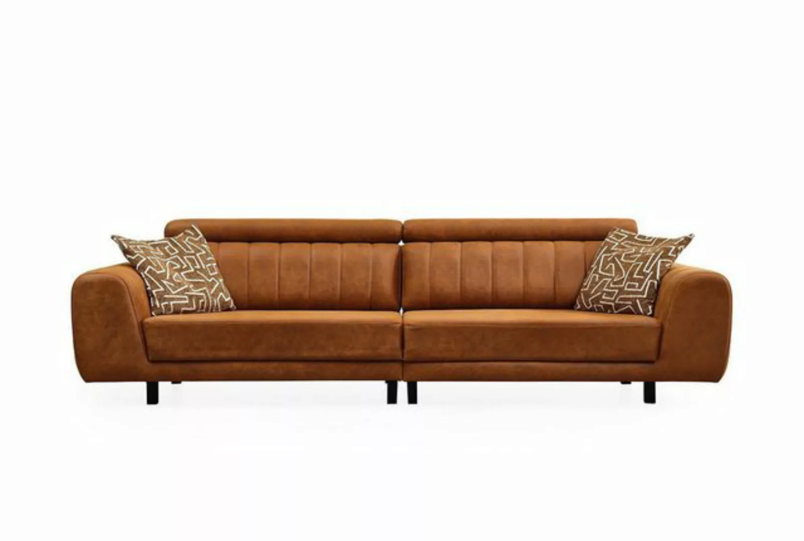 JVmoebel Sofa Luxus Viersitzer Couch Braun Kunstleder Sofa 4 Sitzer Polster günstig online kaufen