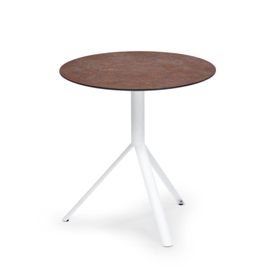 Trio Outdoor Bistrotisch rund Weiß HPL Corten ∅70 cm günstig online kaufen