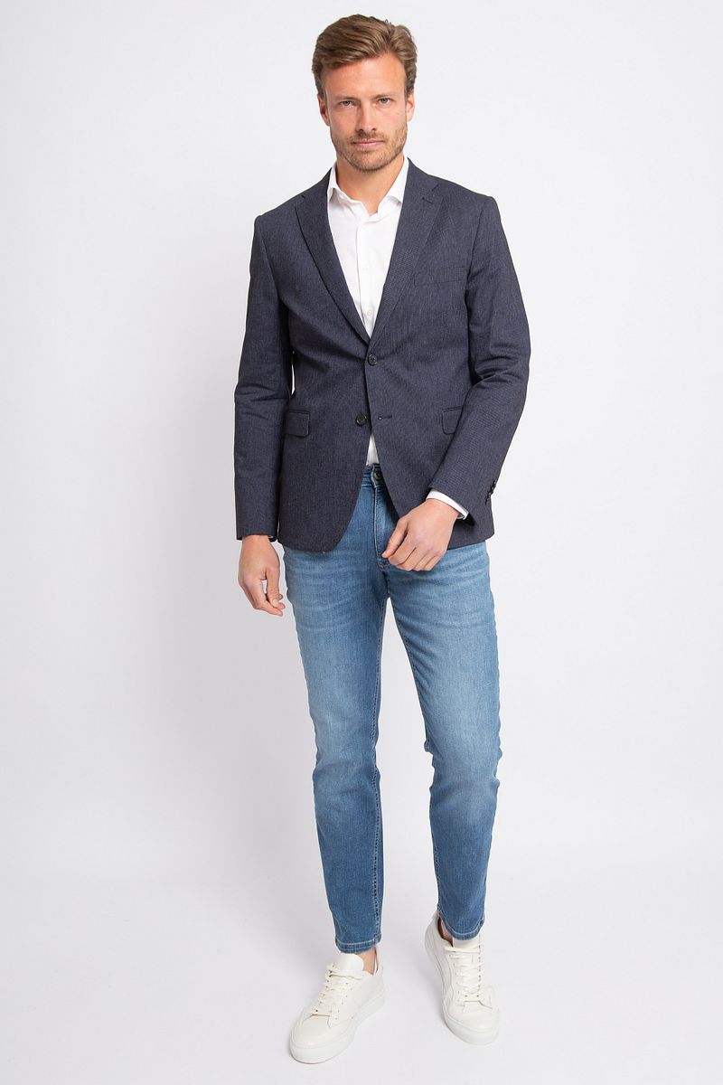 Suitable Blazer Leinen Streifen Navy - Größe 48 günstig online kaufen