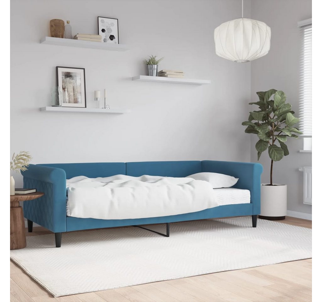 vidaXL Gästebett Gästebett Tagesbett mit Matratze Blau 90x200 cm Samt Bett günstig online kaufen