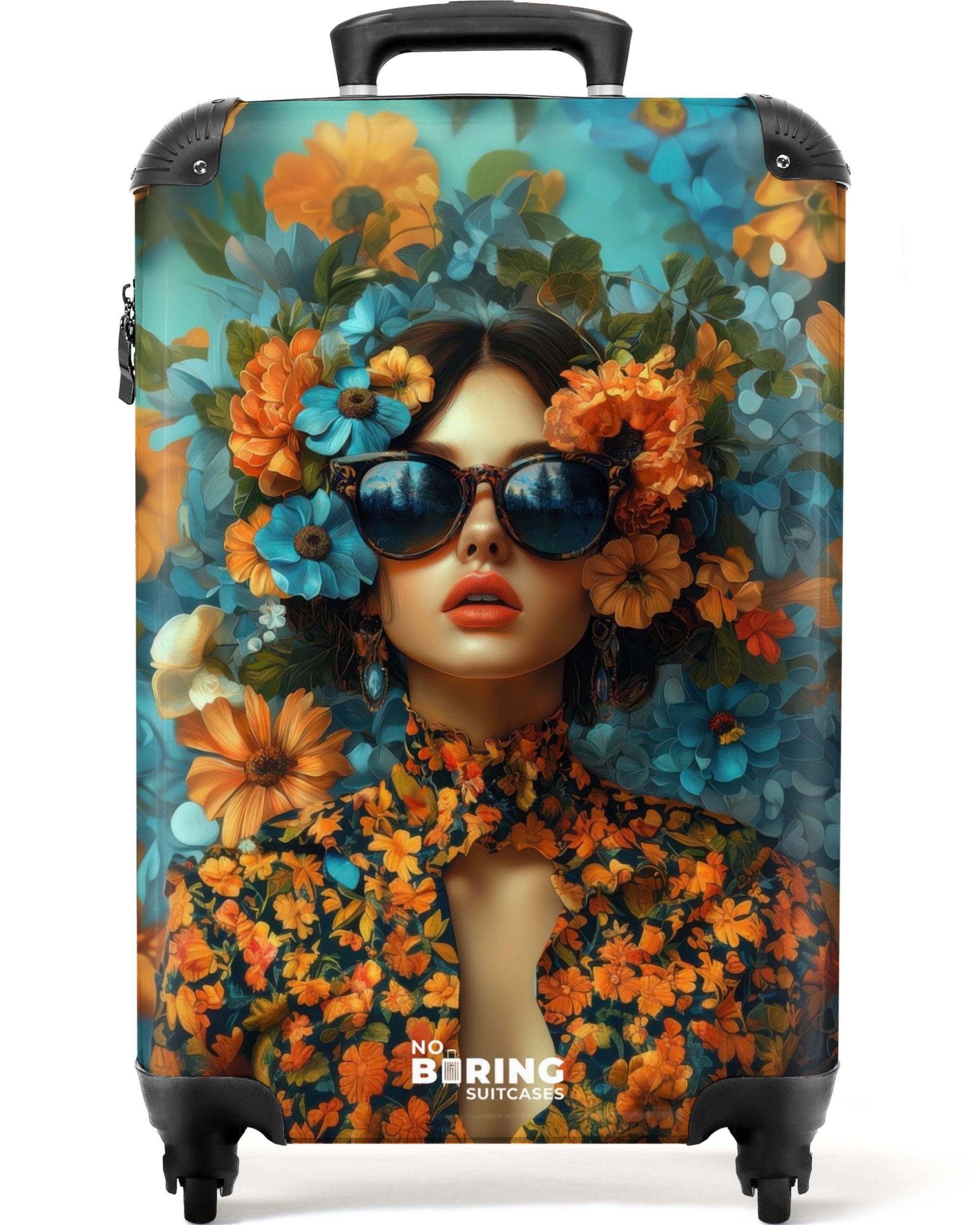 NoBoringSuitcases.com© Hartschalen-Trolley Frau mit Blumen und günstig online kaufen