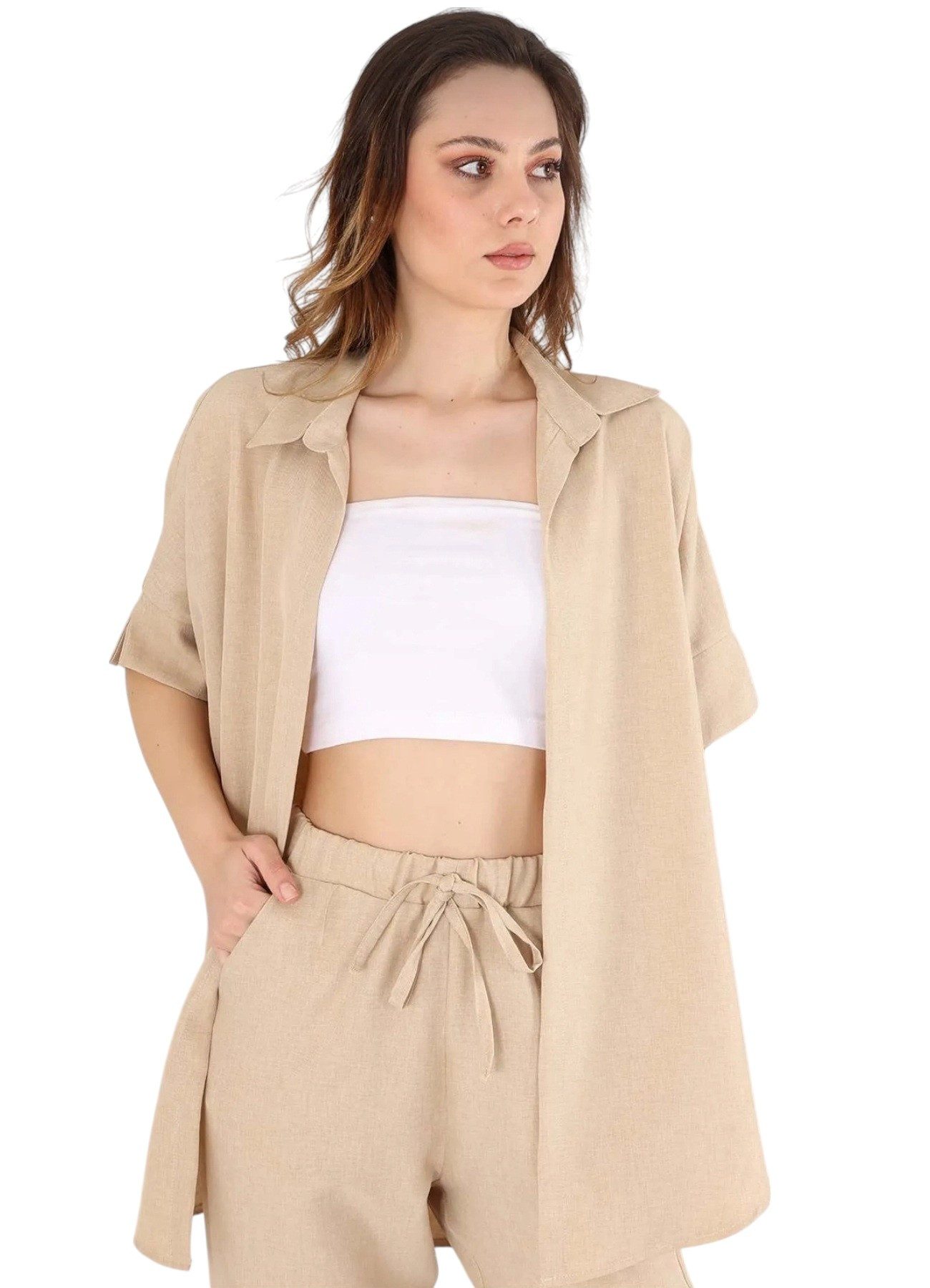 fashionshowcase Leinenhemd Damen Oversize Hemd in günstig online kaufen