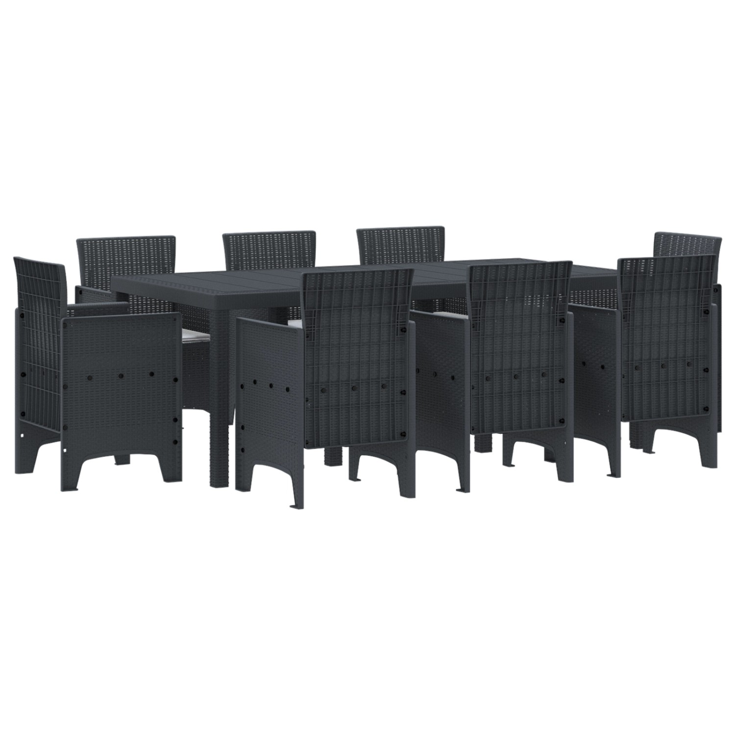 vidaXL 9-tlg Garten-Essgruppe mit Kissen Anthrazit Poly Rattan 3378574 günstig online kaufen