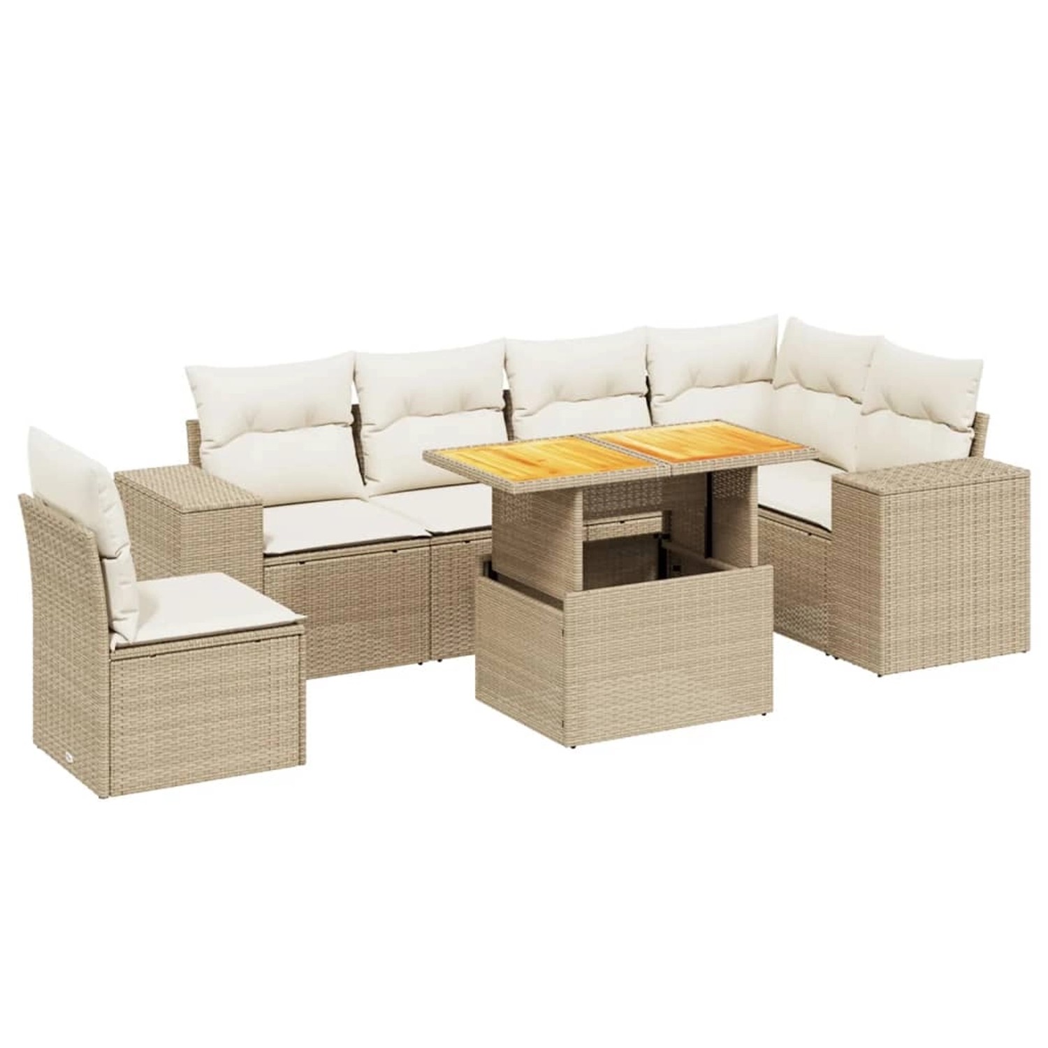 vidaXL 7-tlg Garten-Sofagarnitur mit Kissen Beige Poly Rattan Modell 430 günstig online kaufen