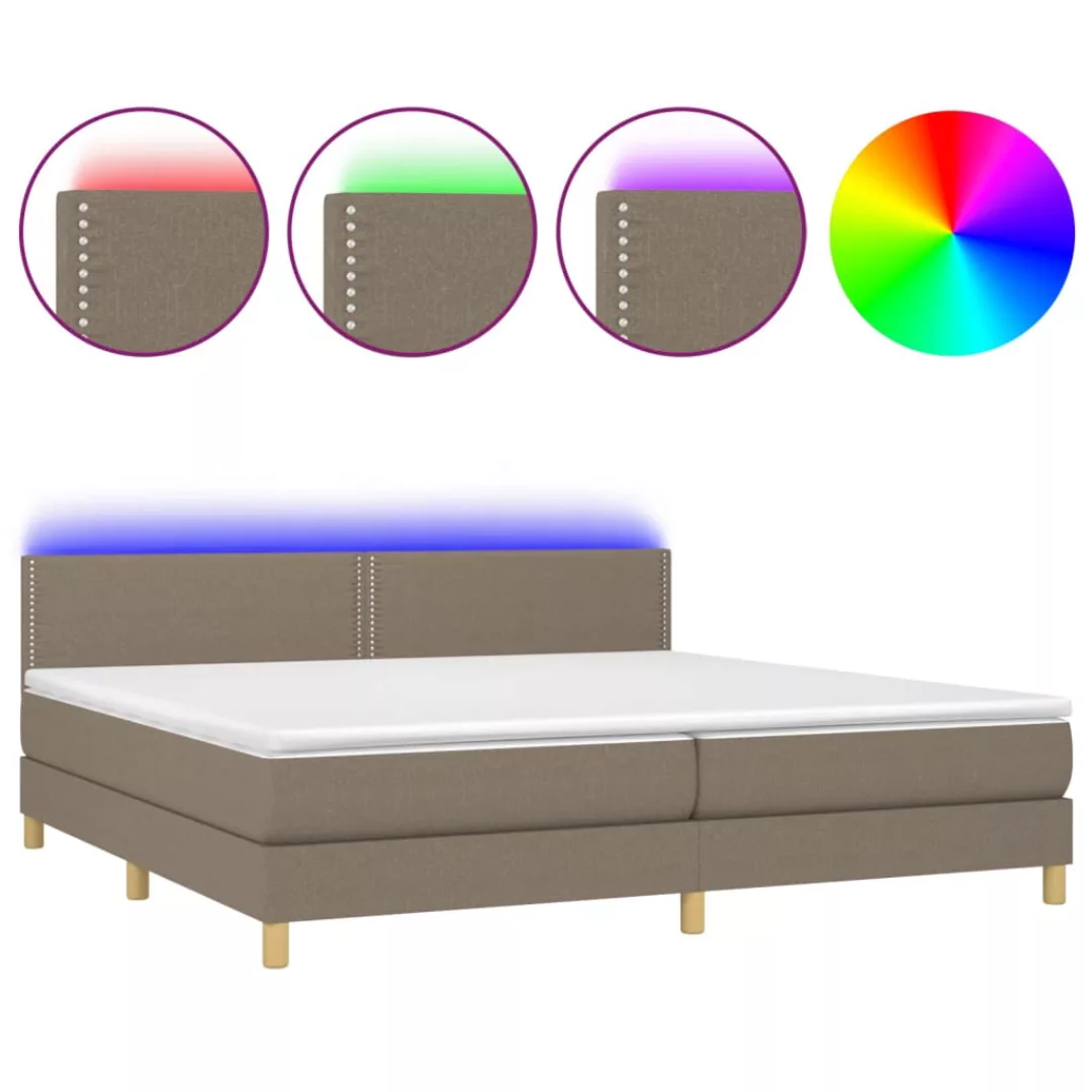 Vidaxl Boxspringbett Mit Matratze & Led Taupe 200x200 Cm Stoff günstig online kaufen