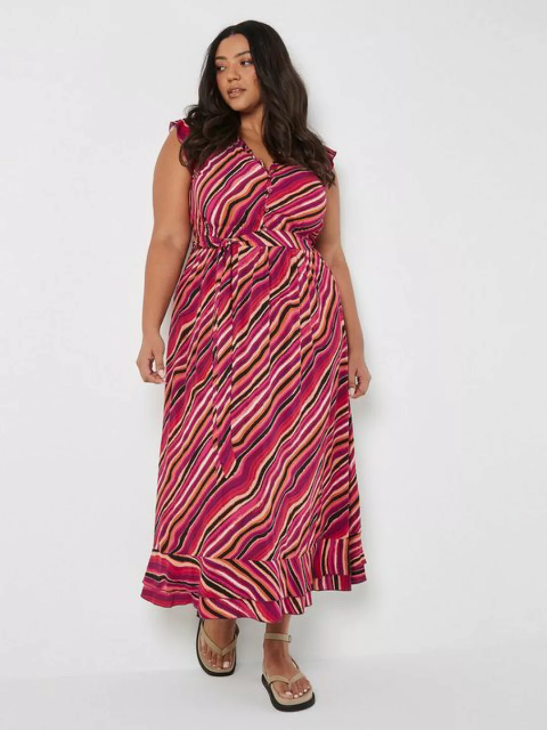 Apricot Maxikleid Psychedelic Wave Ruffle Dress, (2-tlg., Stoffgürtel) mit günstig online kaufen