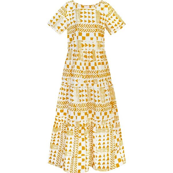 Bio Kleid - Long Tiered Boho - Adobe Gold günstig online kaufen