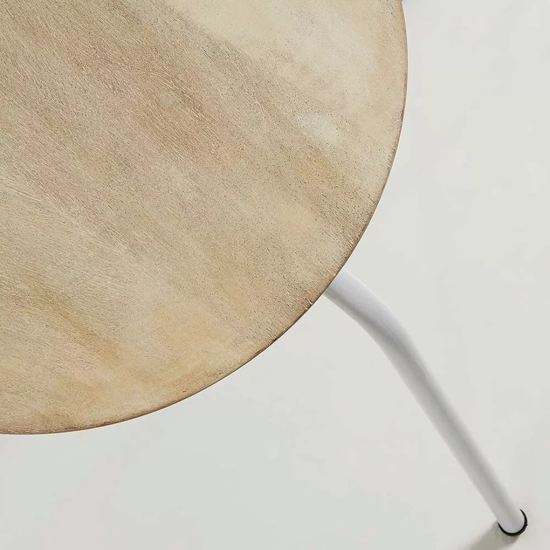 Beistellhocker im Skandi Design Mangobaum Massivholz und Metall (2er Set) günstig online kaufen