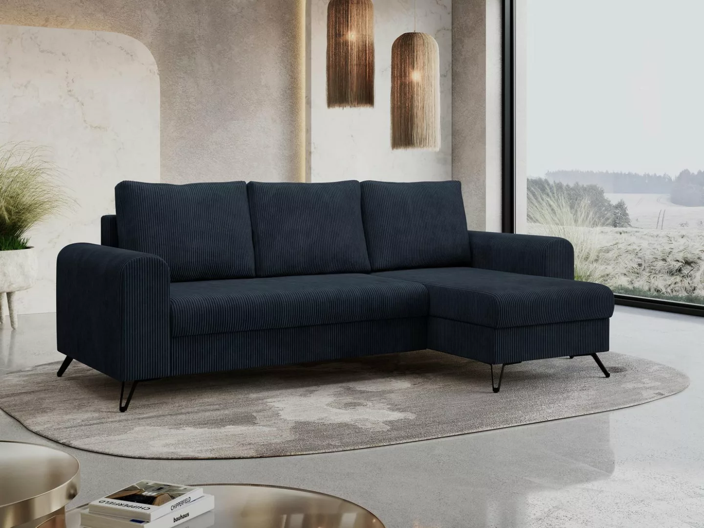 MKS MÖBEL Ecksofa HUGO, Set, Bonellfedern, Schwarze Metallbeine, T30-Schaum günstig online kaufen