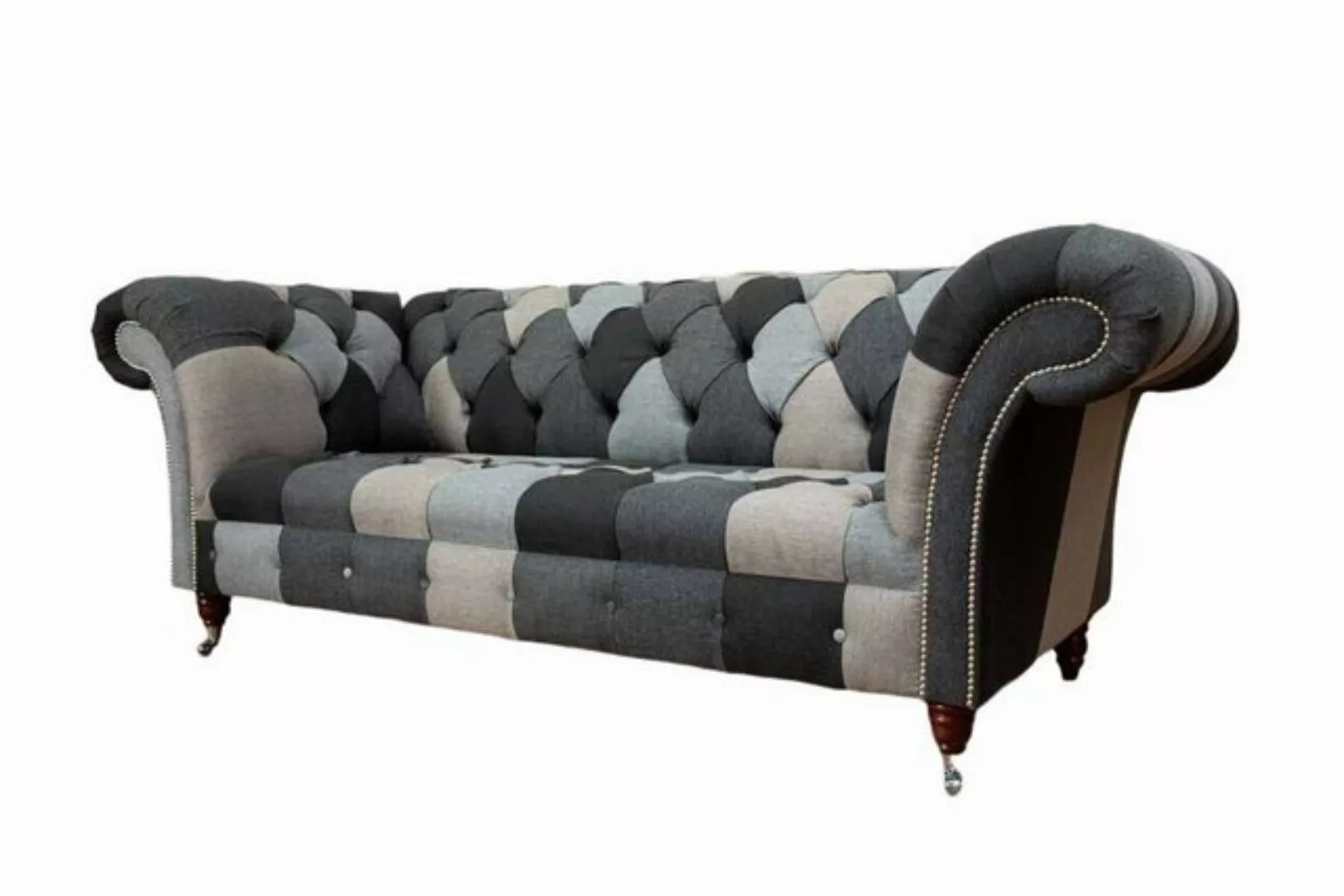 JVmoebel Chesterfield-Sofa 3-SITZER HANDGEFERTIGTES GRAUES CHESTERFIELD-SOF günstig online kaufen