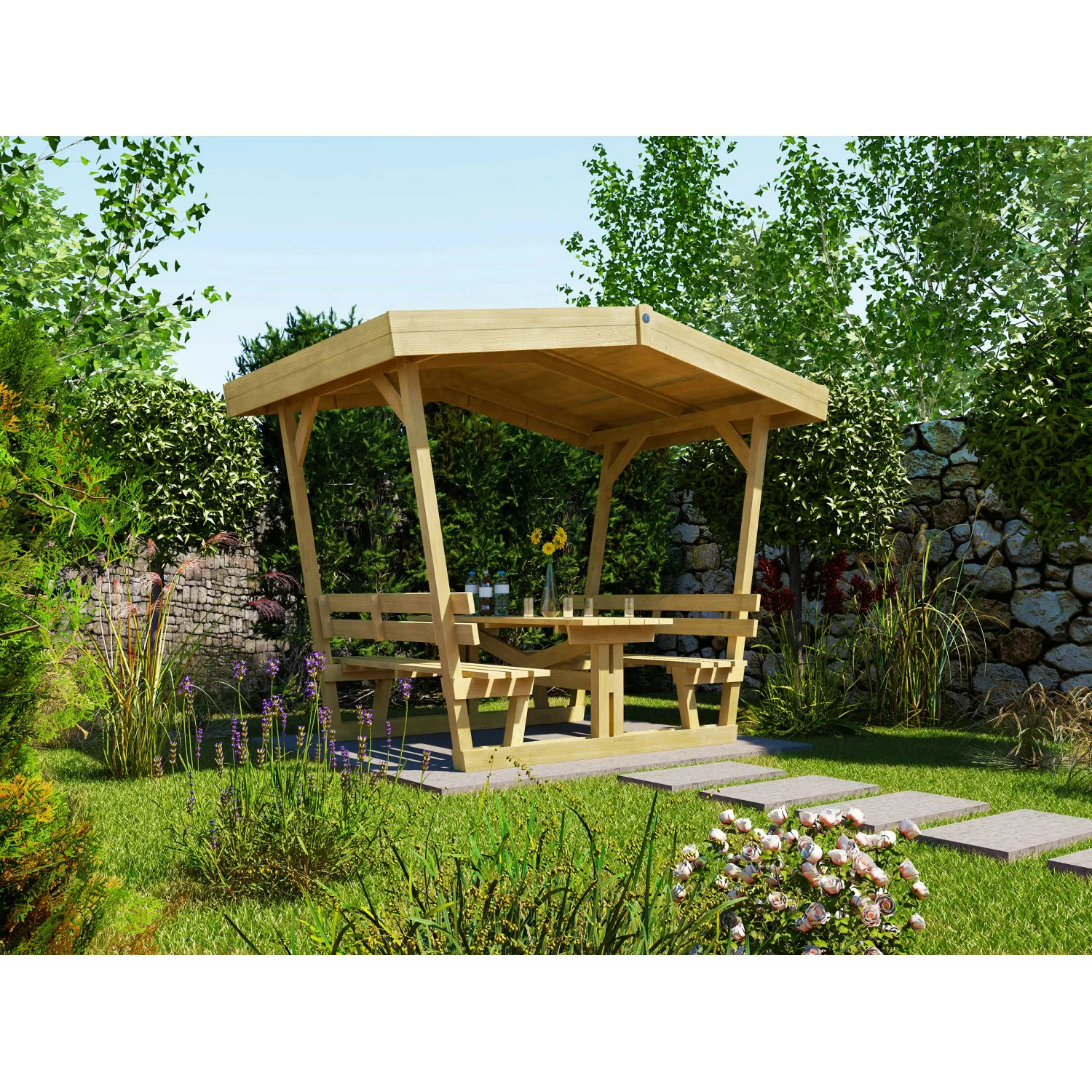 Weka Gartenlaube Tessin Natur 303 cm x 205 cm günstig online kaufen